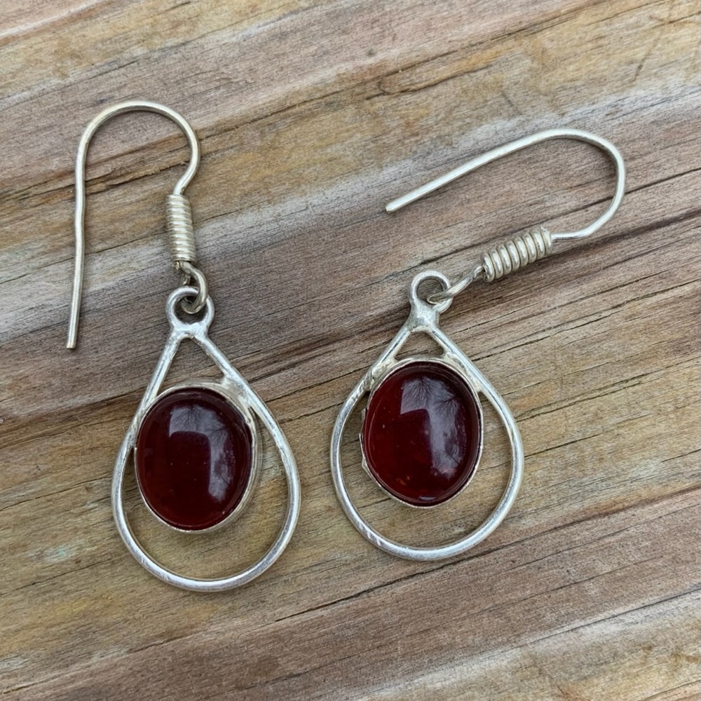 SOLD Garnet Earrings - Picture 4 of 4